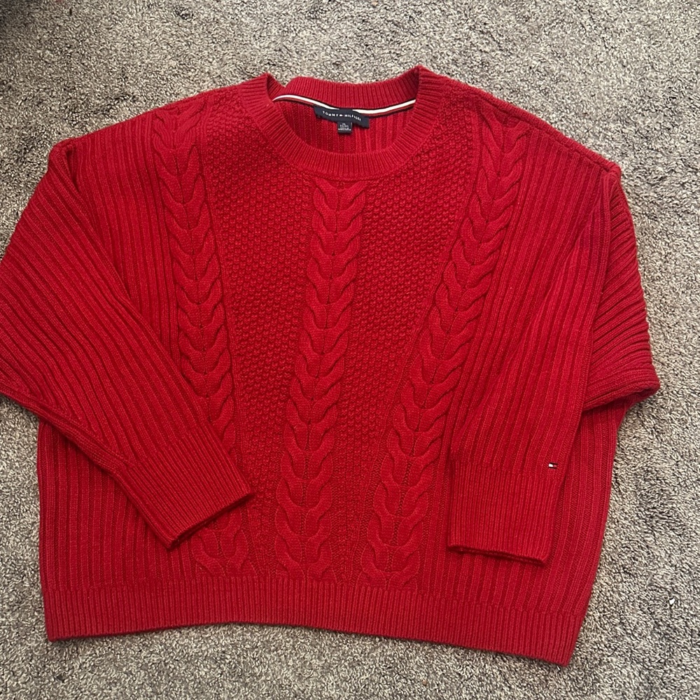 Tommy Hilfiger Red Cable Knit Sweater
